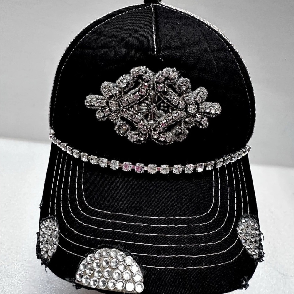 ANTHROPOLOGIE BIKER MOTO BOHO HIPPIE WESTERN Snapback Hat Cap Mesh Rhinestone
